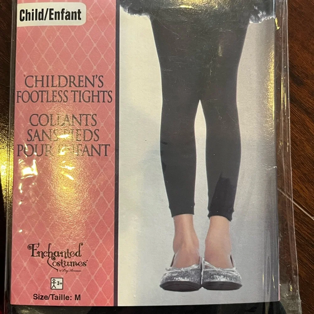 ⭐️NEW - 2 Girls M (4/6) Tights (1) footed red/black stripes & (1) black footless